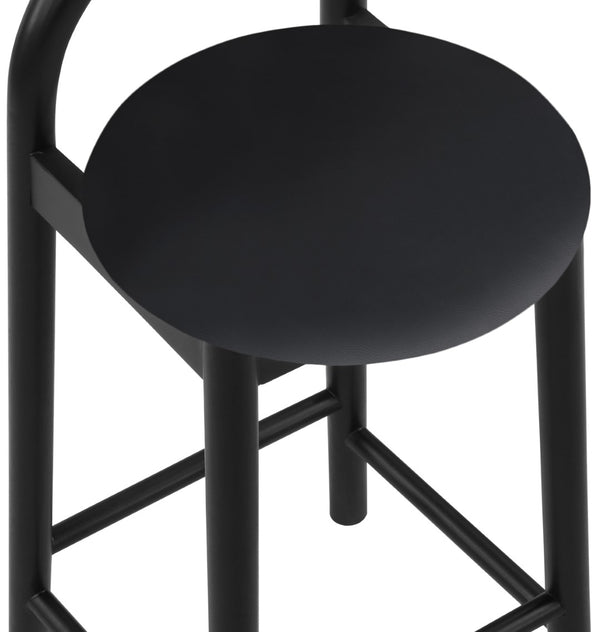 Calvin Faux Leather / Rubberwood / Engineered Wood Mid-Century Modern Black Faux Leather Stool - 16.5" W x 26" D x 32" H