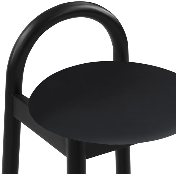 Calvin Faux Leather / Rubberwood / Engineered Wood Mid-Century Modern Black Faux Leather Stool - 16.5" W x 26" D x 32" H