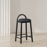 Calvin Faux Leather / Rubberwood / Engineered Wood Mid-Century Modern Black Faux Leather Stool - 16.5" W x 26" D x 32" H