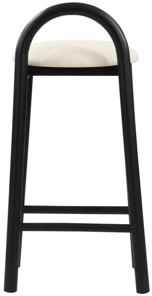 Calvin Faux Leather / Rubberwood / Engineered Wood Mid-Century Modern Cream Faux Leather Stool - 16.5" W x 26" D x 32" H