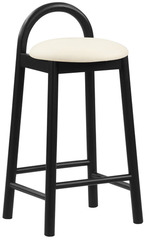 Calvin Faux Leather / Rubberwood / Engineered Wood Mid-Century Modern Cream Faux Leather Stool - 16.5" W x 26" D x 32" H