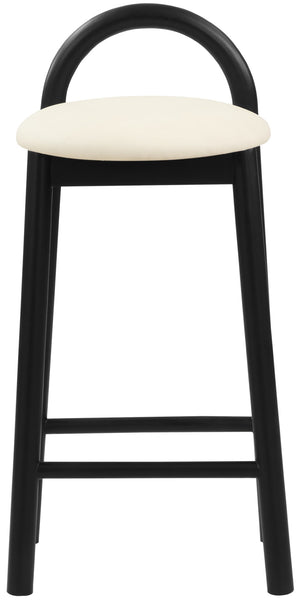 Calvin Faux Leather / Rubberwood / Engineered Wood Mid-Century Modern Cream Faux Leather Stool - 16.5" W x 26" D x 32" H