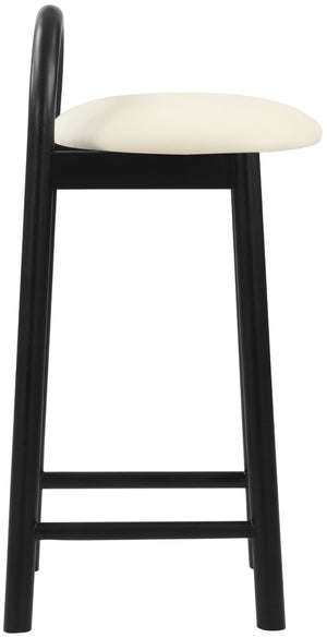 Calvin Faux Leather / Rubberwood / Engineered Wood Mid-Century Modern Cream Faux Leather Stool - 16.5" W x 26" D x 32" H