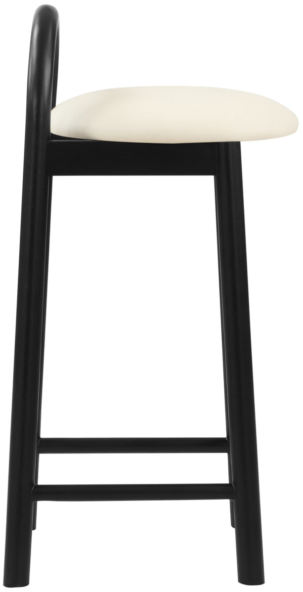 Calvin Faux Leather / Rubberwood / Engineered Wood Mid-Century Modern Cream Faux Leather Stool - 16.5" W x 26" D x 32" H