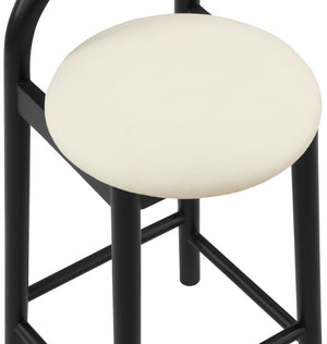 Calvin Faux Leather / Rubberwood / Engineered Wood Mid-Century Modern Cream Faux Leather Stool - 16.5" W x 26" D x 32" H