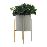 Sagebrook Home Contemporary Set of 2 -  Planter On Metal Stand, Putty/gld 12629-04 Gray Iron