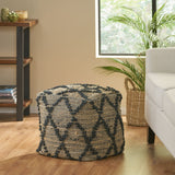 Concho Handcrafted Boho Fabric Cube Pouf, Charcoal Noble House