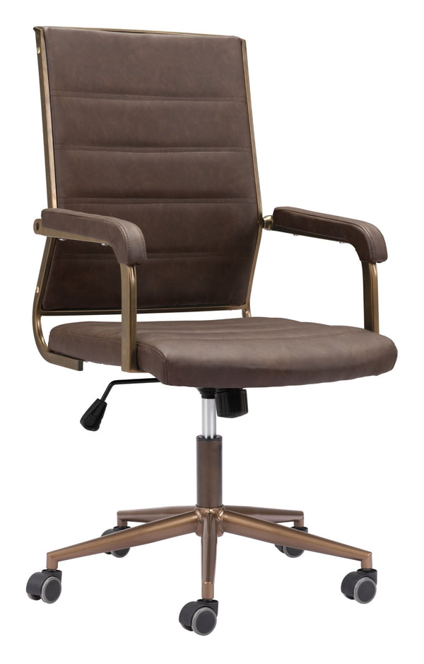 Zuo Modern Auction 100% Polyurethane, Plywood, Steel Modern Commercial Grade Office Chair Espresso, Bronze 100% Polyurethane, Plywood, Steel