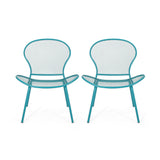 Nevada Modern Outdoor Iron Club Chair, Matte Teal Noble House