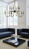 12-Light Antique Brass/Matte Black Nicole Chandelier