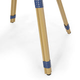 Picardy Outdoor Aluminum French Bistro Table, Navy Blue, White, and Bamboo Finish Noble House