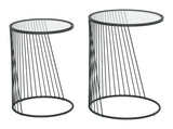 Shine Tempered Glass, Steel Modern Commercial Grade Nesting Table Set