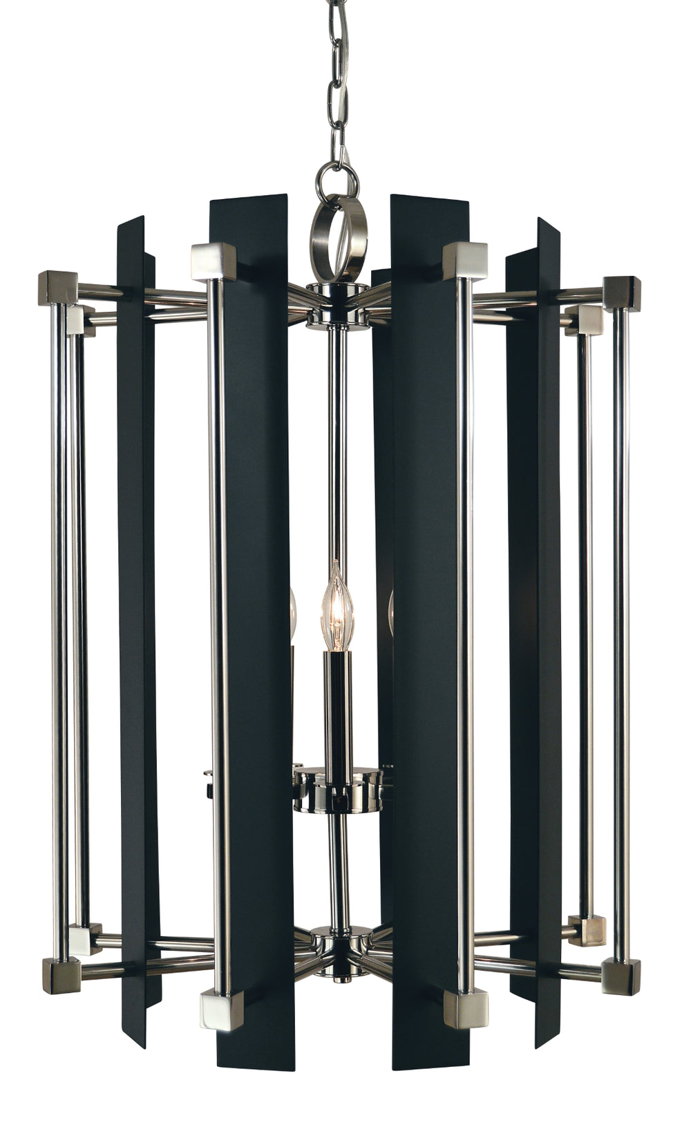 5-Light Polished Nickel/Matte Black Louvre Chandelier