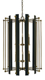 12-Light Antique Brass/Matte Black Louvre Chandelier