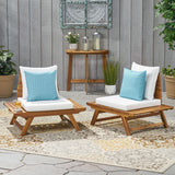Sedona Outdoor Wooden Club Chairs with Cushions, White and Teak Finish Noble House