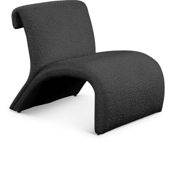 Mulberry Boucle Fabric / Iron / Foam Contemporary Black Boucle Fabric Accent Chair - 27" W x 30.5" D x 27" H