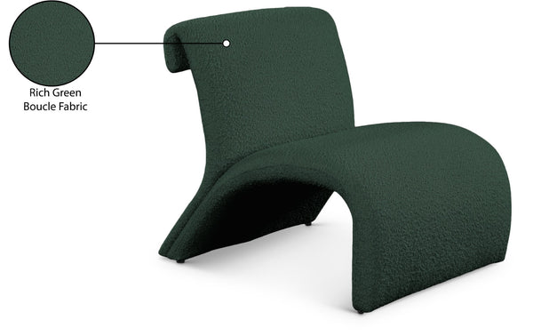 Mulberry Boucle Fabric / Iron / Foam Contemporary Green Boucle Fabric Accent Chair - 27" W x 30.5" D x 27" H