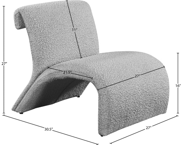 Mulberry Boucle Fabric / Iron / Foam Contemporary Grey Boucle Fabric Accent Chair - 27" W x 30.5" D x 27" H