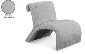 Mulberry Boucle Fabric / Iron / Foam Contemporary Grey Boucle Fabric Accent Chair - 27" W x 30.5" D x 27" H