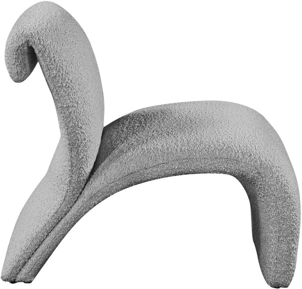 Mulberry Boucle Fabric / Iron / Foam Contemporary Grey Boucle Fabric Accent Chair - 27" W x 30.5" D x 27" H