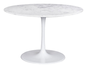 Zuo Modern Phoenix Marble, MDF, Iron, Aluminum Modern Commercial Grade Dining Table White Marble, MDF, Iron, Aluminum