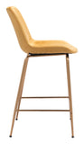 Zuo Modern Tony 100% Polyester, Plywood, Steel Modern Commercial Grade Counter Stool Yellow, Gold 100% Polyester, Plywood, Steel