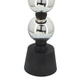 Sagebrook Home Contemporary Metal, 22"h Orb Side Table, Mirror Top, Sil/blk 16572-08 Black Glass