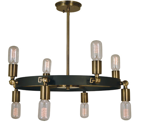 8-Light Antique Brass/Matte Black Felix Chandelier