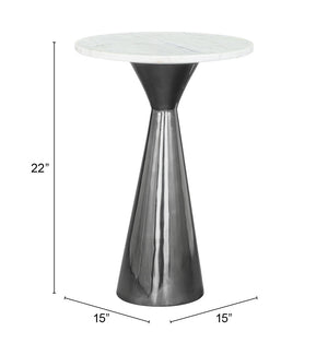 Zuo Modern Tim Marble, MDF, Iron Modern Commercial Grade Side Table White, Black Marble, MDF, Iron