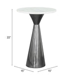 Zuo Modern Tim Marble, MDF, Iron Modern Commercial Grade Side Table White, Black Marble, MDF, Iron