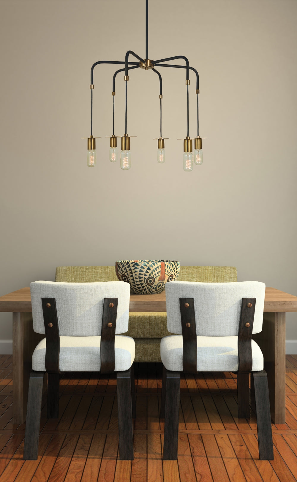 5-Light Antique Brass/Matte Black Juliette Chandelier