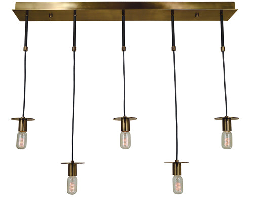 5-Light Antique Brass/Matte Black Juliette Island Chandelier