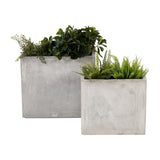 Sagebrook Home Contemporary Resin, Set of 2 -  16/20"d Nested Square Planters, Lt. Gra 16858-01 Gray Polyresin