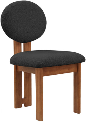 Napa Boucle Fabric / Rubberwood / Engineered Wood Mid-Century Modern Black Boucle Fabric Dining Chair - 17.5" W x 21" D x 32" H