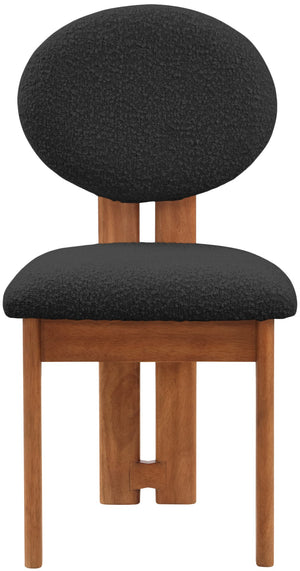 Napa Boucle Fabric / Rubberwood / Engineered Wood Mid-Century Modern Black Boucle Fabric Dining Chair - 17.5" W x 21" D x 32" H