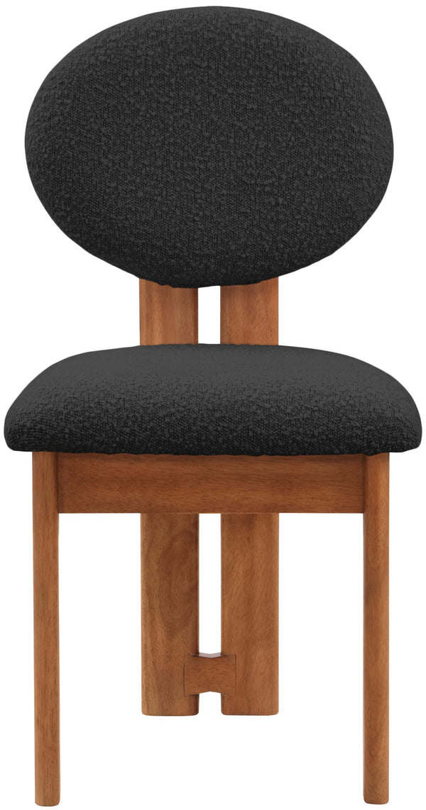 Napa Boucle Fabric / Rubberwood / Engineered Wood Mid-Century Modern Black Boucle Fabric Dining Chair - 17.5" W x 21" D x 32" H