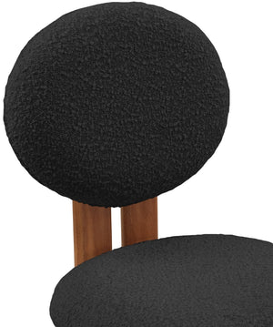 Napa Boucle Fabric / Rubberwood / Engineered Wood Mid-Century Modern Black Boucle Fabric Dining Chair - 17.5" W x 21" D x 32" H