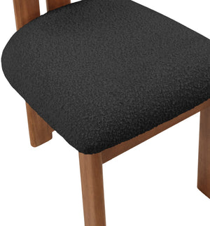 Napa Boucle Fabric / Rubberwood / Engineered Wood Mid-Century Modern Black Boucle Fabric Dining Chair - 17.5" W x 21" D x 32" H