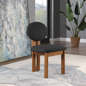 Napa Boucle Fabric / Rubberwood / Engineered Wood Mid-Century Modern Black Boucle Fabric Dining Chair - 17.5" W x 21" D x 32" H