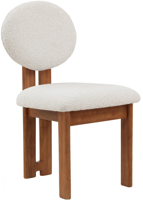 Napa Boucle Fabric / Rubberwood / Engineered Wood Mid-Century Modern Cream Boucle Fabric Dining Chair - 17.5" W x 21" D x 32" H