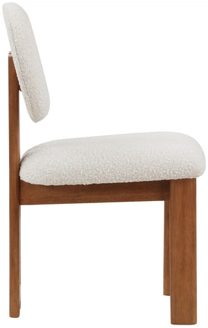 Napa Boucle Fabric / Rubberwood / Engineered Wood Mid-Century Modern Cream Boucle Fabric Dining Chair - 17.5" W x 21" D x 32" H