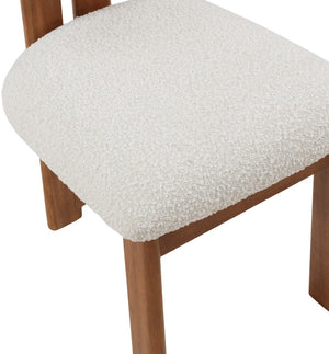 Napa Boucle Fabric / Rubberwood / Engineered Wood Mid-Century Modern Cream Boucle Fabric Dining Chair - 17.5" W x 21" D x 32" H