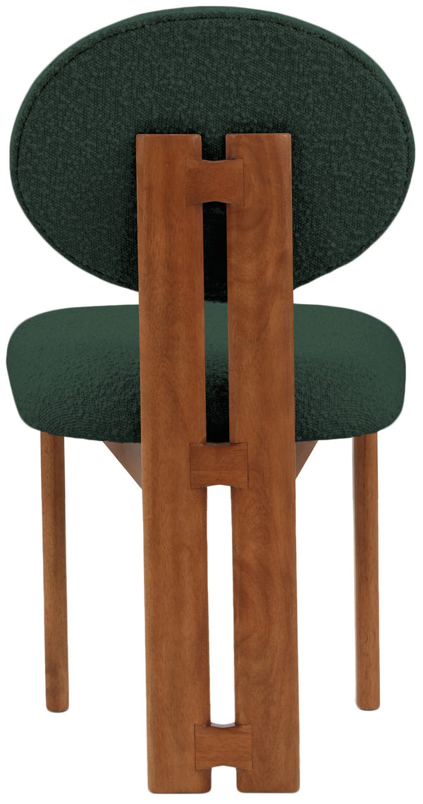 Napa Boucle Fabric / Rubberwood / Engineered Wood Mid-Century Modern Green Boucle Fabric Dining Chair - 17.5" W x 21" D x 32" H