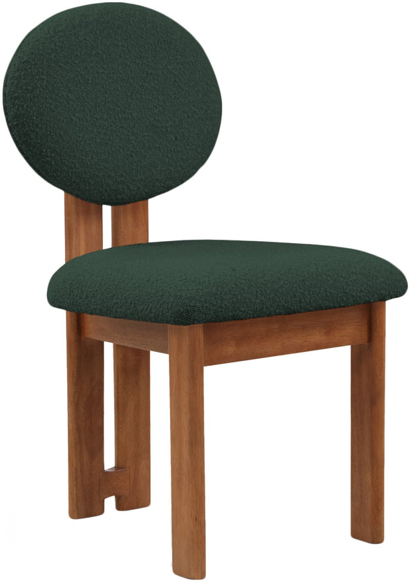 Napa Boucle Fabric / Rubberwood / Engineered Wood Mid-Century Modern Green Boucle Fabric Dining Chair - 17.5" W x 21" D x 32" H