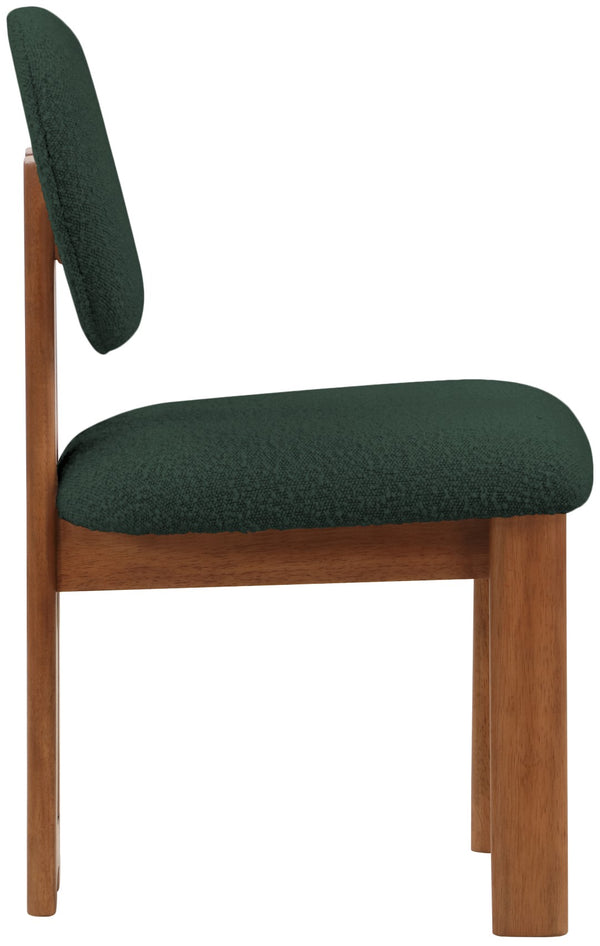Napa Boucle Fabric / Rubberwood / Engineered Wood Mid-Century Modern Green Boucle Fabric Dining Chair - 17.5" W x 21" D x 32" H