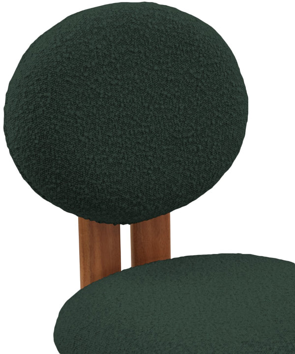 Napa Boucle Fabric / Rubberwood / Engineered Wood Mid-Century Modern Green Boucle Fabric Dining Chair - 17.5" W x 21" D x 32" H