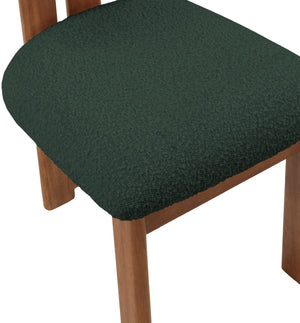 Napa Boucle Fabric / Rubberwood / Engineered Wood Mid-Century Modern Green Boucle Fabric Dining Chair - 17.5" W x 21" D x 32" H