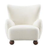 Sagebrook Home Contemporary Wingback Occasional Chair, Beige 18097-02 Ivory/beige Rubber Wood