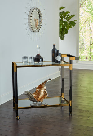 Boulevardier Bar Cart - Elegant Black Acrylic & Gold Stainless Steel for Glamorous Entertaining