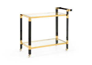 Boulevardier Bar Cart - Elegant Black Acrylic & Gold Stainless Steel for Glamorous Entertaining